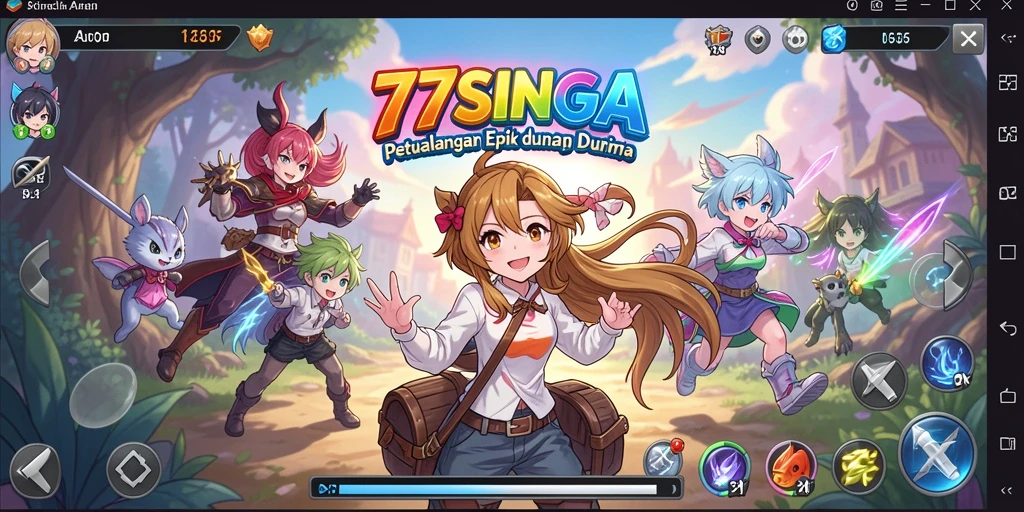 Screenshot gameplay <strong>77SINGA</strong> menampilkan aksi karakter anime yang dinamis.