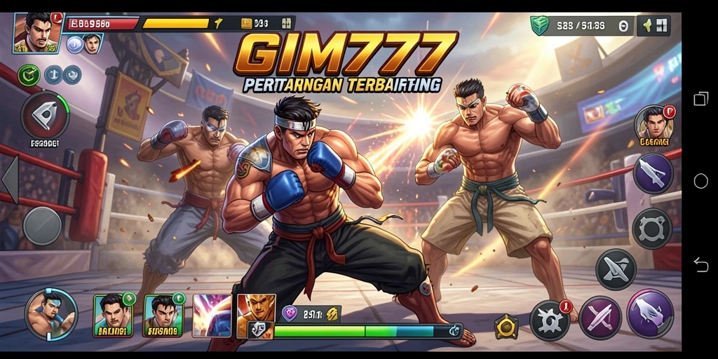 Gameplay GIM777 menampilkan pertarungan seru dengan karakter unik.