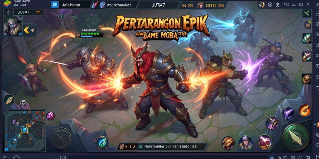 Gameplay seru <strong>JUTA7</strong> dengan pertarungan tim yang epik.
