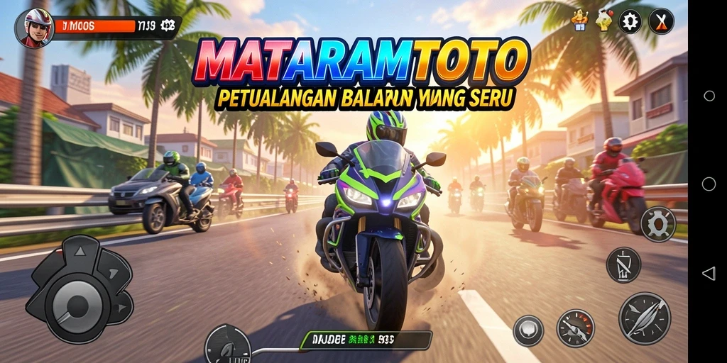 Gameplay seru dari MATARAMTOTO dengan balapan motor yang mendebarkan.