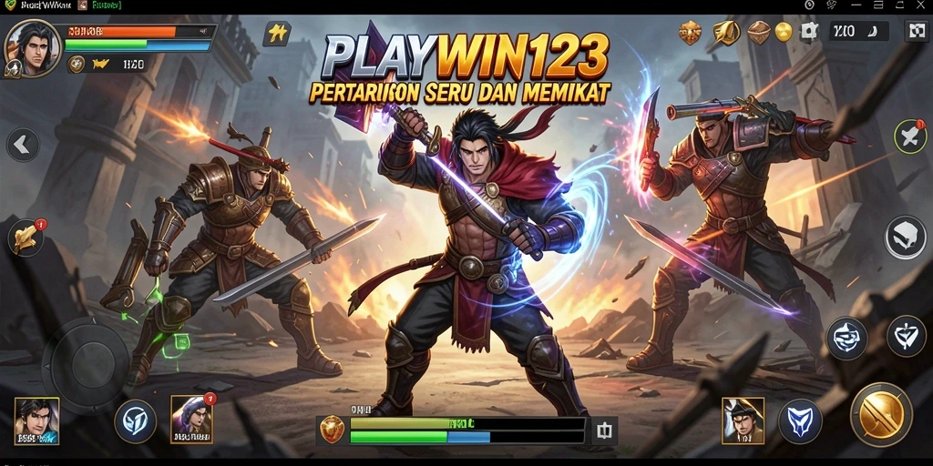 Screenshoot utama menunjukkan aksi pertarungan seru di PLAYWIN123.