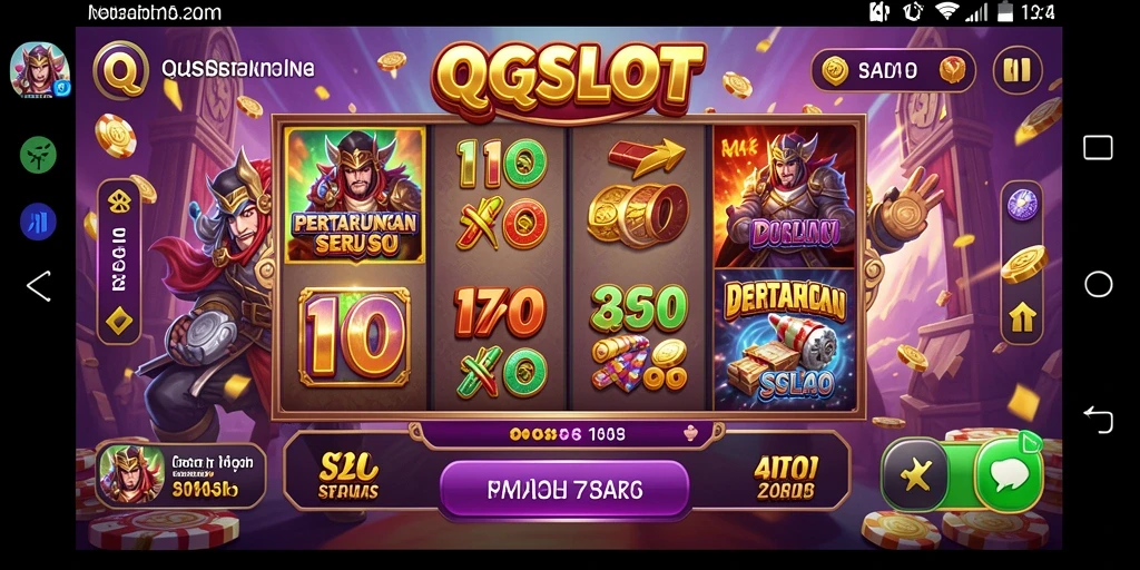 Screenshot menunjukkan aksi pertarungan dinamis dalam QQSLOT.