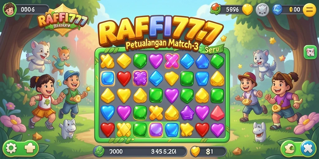 Tampilan gameplay seru di game Match-3 RAFFI777.