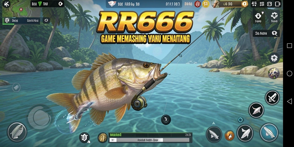 Tampilan gameplay RR666 dengan aksi memancing yang mendebarkan.