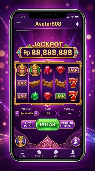 Tampilan utama aplikasi avatar808 dengan berbagai pilihan kategori.